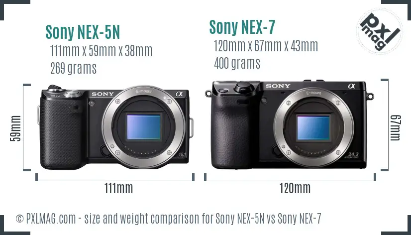 Sony NEX-5N vs Sony NEX-7 size comparison