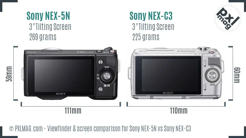 Sony NEX-5N vs Sony NEX-C3 Screen and Viewfinder comparison