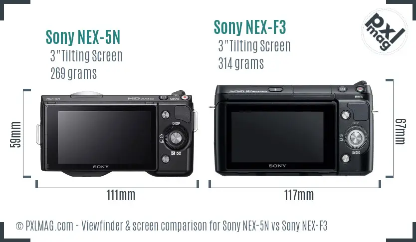 Sony NEX-5N vs Sony NEX-F3 Screen and Viewfinder comparison