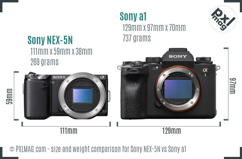 Sony NEX-5N vs Sony a1 size comparison