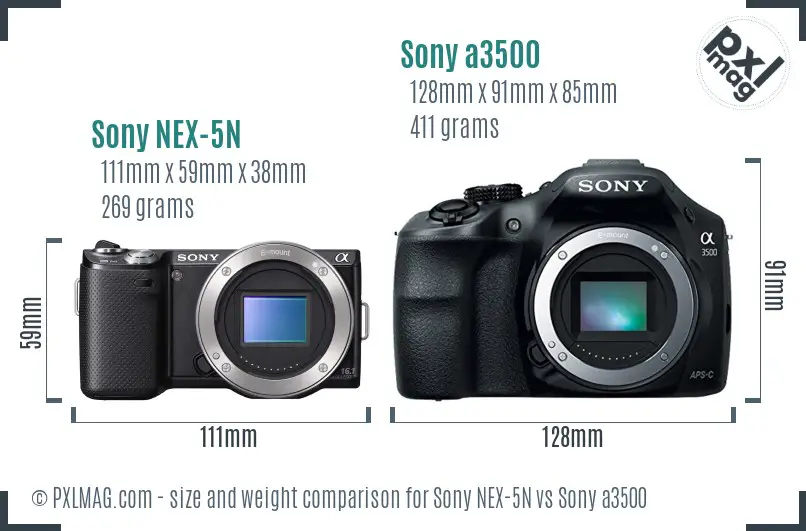 Sony NEX-5N vs Sony a3500 size comparison