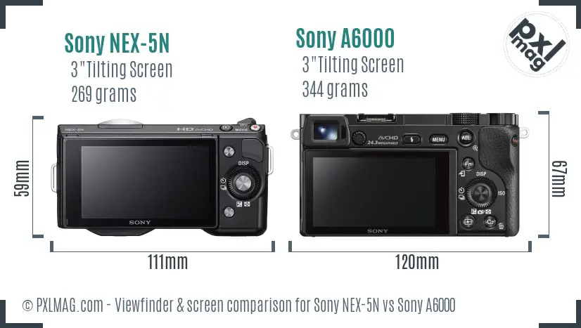 Sony NEX-5N vs Sony A6000 Screen and Viewfinder comparison