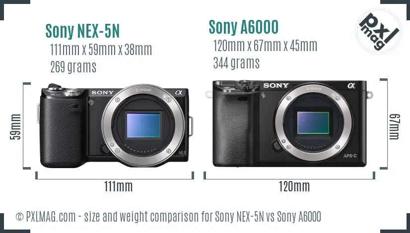 Sony NEX-5N vs Sony A6000 size comparison