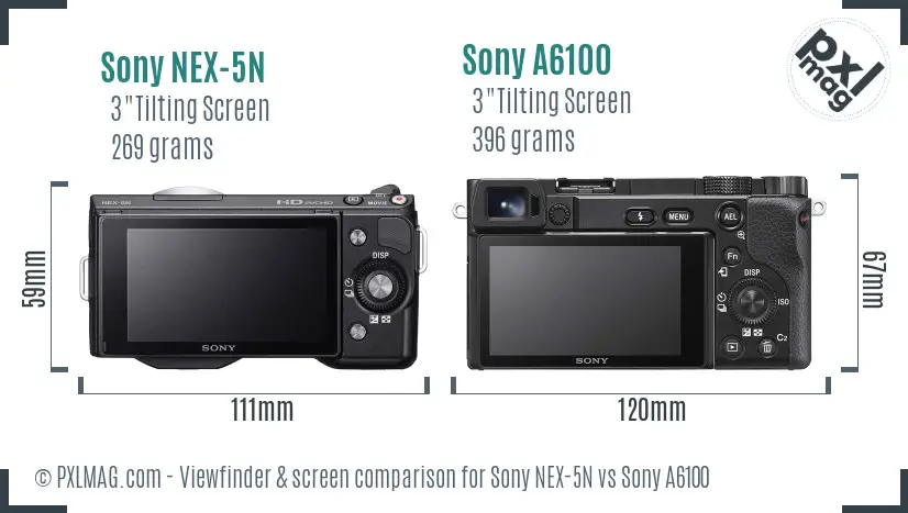 Sony NEX-5N vs Sony A6100 Screen and Viewfinder comparison