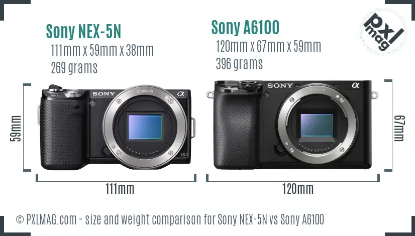 Sony NEX-5N vs Sony A6100 size comparison