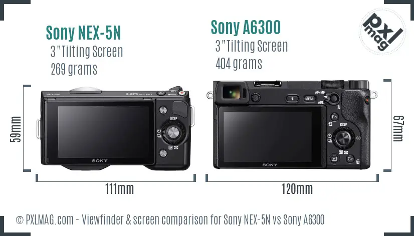 Sony NEX-5N vs Sony A6300 Screen and Viewfinder comparison