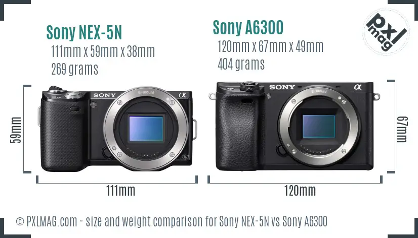 Sony NEX-5N vs Sony A6300 size comparison