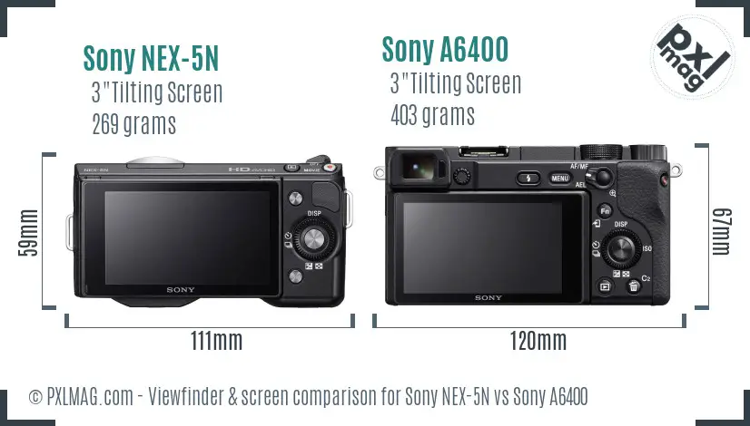 Sony NEX-5N vs Sony A6400 Screen and Viewfinder comparison