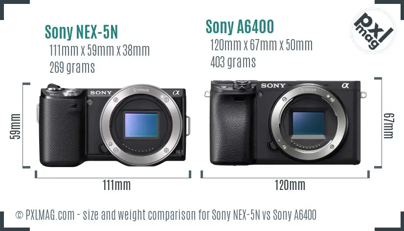 Sony NEX-5N vs Sony A6400 size comparison