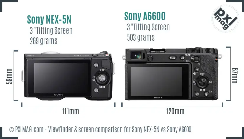 Sony NEX-5N vs Sony A6600 Screen and Viewfinder comparison
