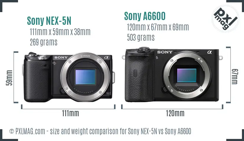 Sony NEX-5N vs Sony A6600 size comparison