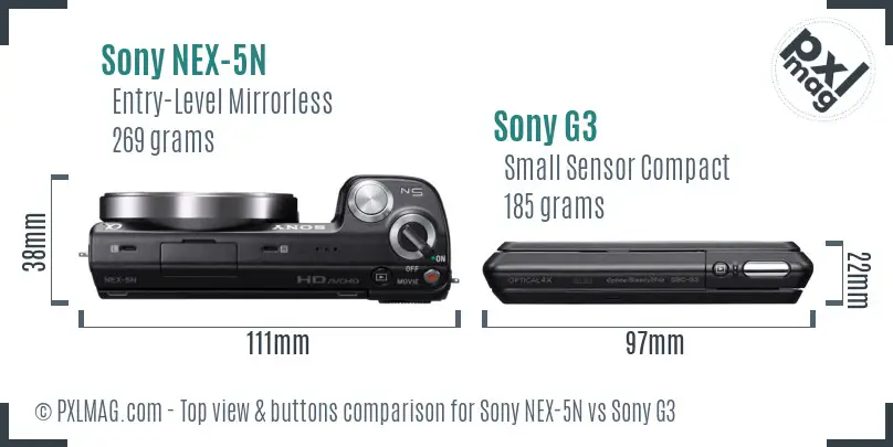 Sony NEX-5N vs Sony G3 top view buttons comparison