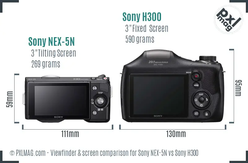 Sony NEX-5N vs Sony H300 Screen and Viewfinder comparison