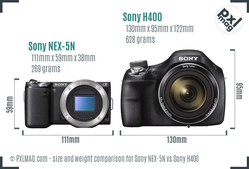 Sony NEX-5N vs Sony H400 size comparison