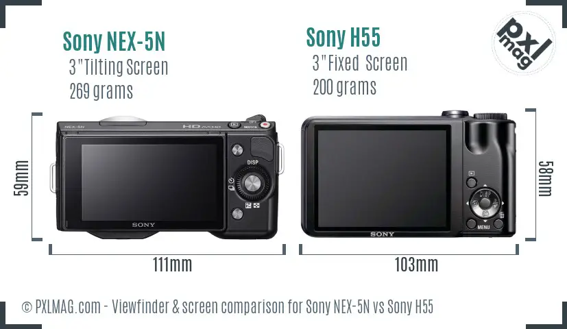 Sony NEX-5N vs Sony H55 Screen and Viewfinder comparison
