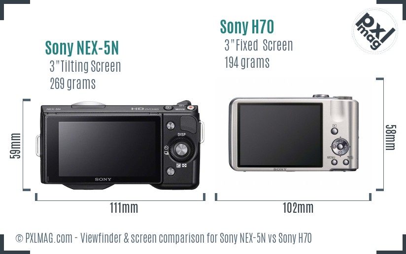 Sony NEX-5N vs Sony H70 Screen and Viewfinder comparison