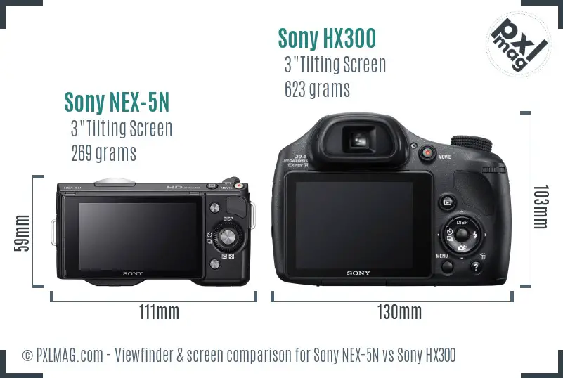 Sony NEX-5N vs Sony HX300 Screen and Viewfinder comparison