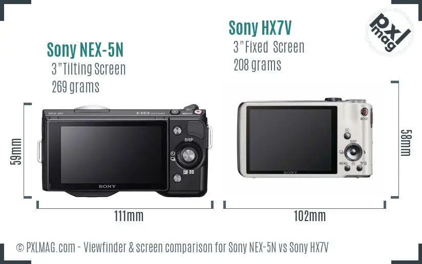 Sony NEX-5N vs Sony HX7V Screen and Viewfinder comparison
