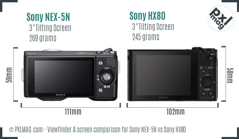 Sony NEX-5N vs Sony HX80 Screen and Viewfinder comparison
