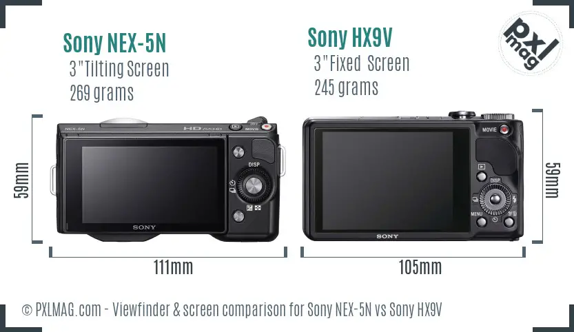 Sony NEX-5N vs Sony HX9V Screen and Viewfinder comparison