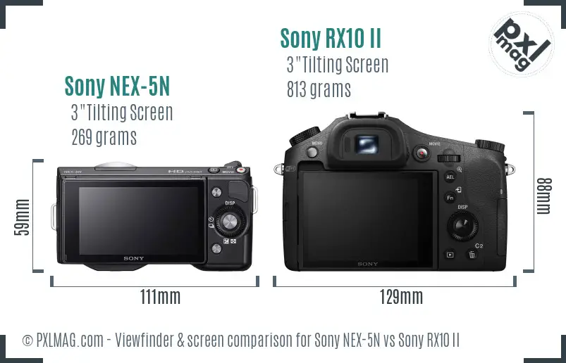 Sony NEX-5N vs Sony RX10 II Screen and Viewfinder comparison