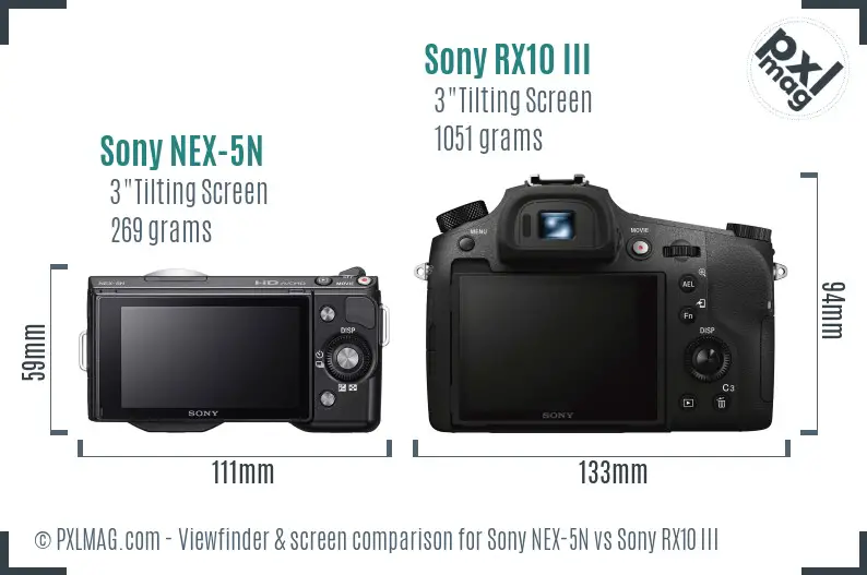 Sony NEX-5N vs Sony RX10 III Screen and Viewfinder comparison