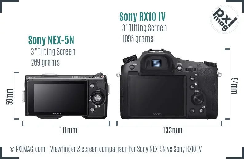 Sony NEX-5N vs Sony RX10 IV Screen and Viewfinder comparison