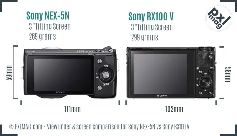 Sony NEX-5N vs Sony RX100 V Screen and Viewfinder comparison