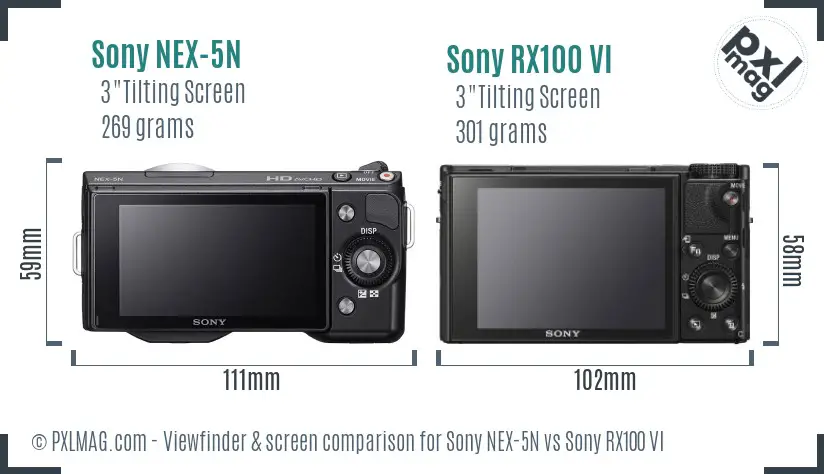 Sony NEX-5N vs Sony RX100 VI Screen and Viewfinder comparison