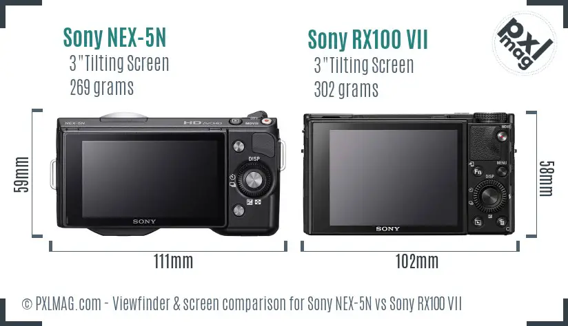 Sony NEX-5N vs Sony RX100 VII Screen and Viewfinder comparison