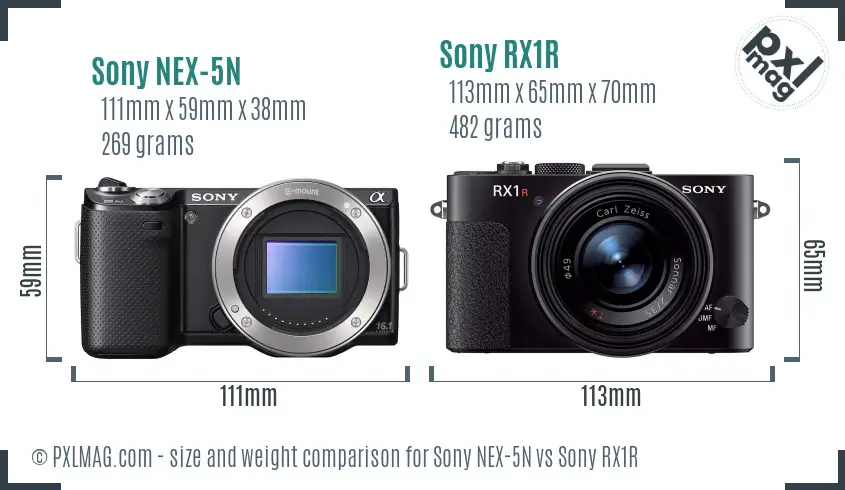 Sony NEX-5N vs Sony RX1R size comparison