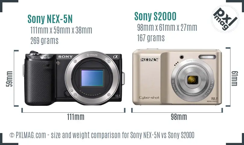 Sony NEX-5N vs Sony S2000 size comparison