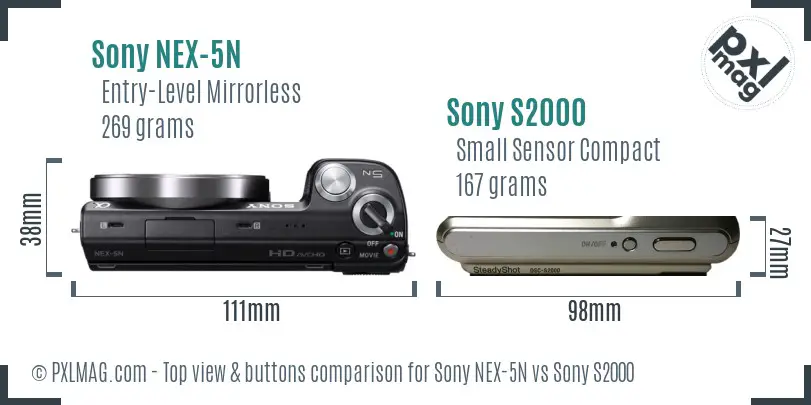 Sony NEX-5N vs Sony S2000 top view buttons comparison