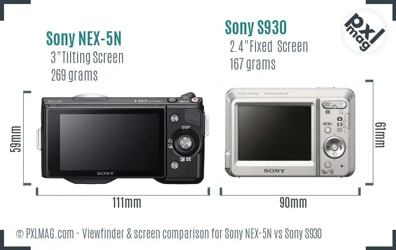 Sony NEX-5N vs Sony S930 Screen and Viewfinder comparison