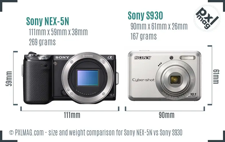 Sony NEX-5N vs Sony S930 size comparison