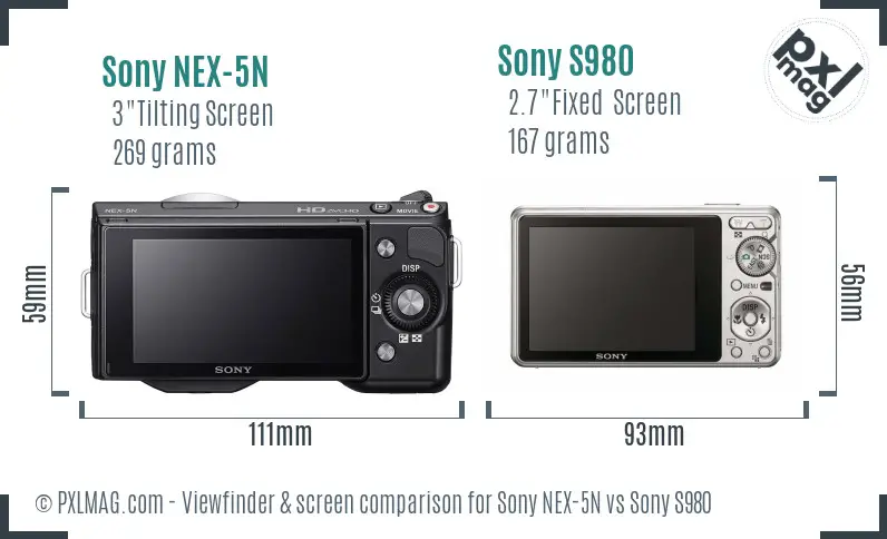 Sony NEX-5N vs Sony S980 Screen and Viewfinder comparison