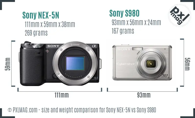 Sony NEX-5N vs Sony S980 size comparison