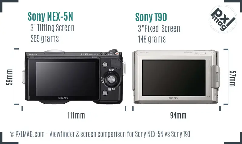 Sony NEX-5N vs Sony T90 Screen and Viewfinder comparison