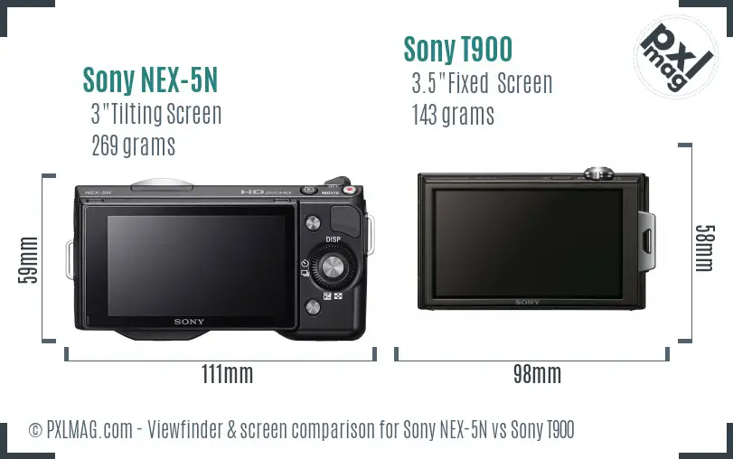 Sony NEX-5N vs Sony T900 Screen and Viewfinder comparison