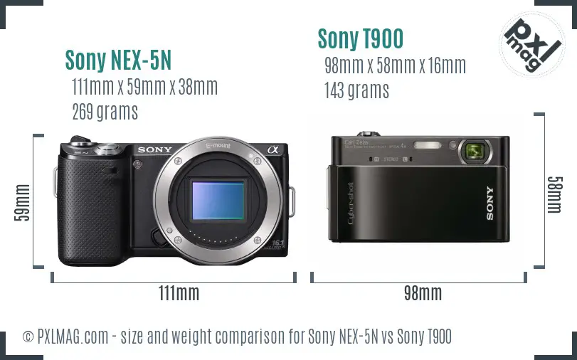 Sony NEX-5N vs Sony T900 size comparison