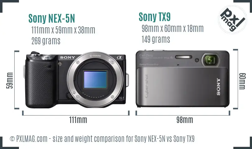 Sony NEX-5N vs Sony TX9 size comparison