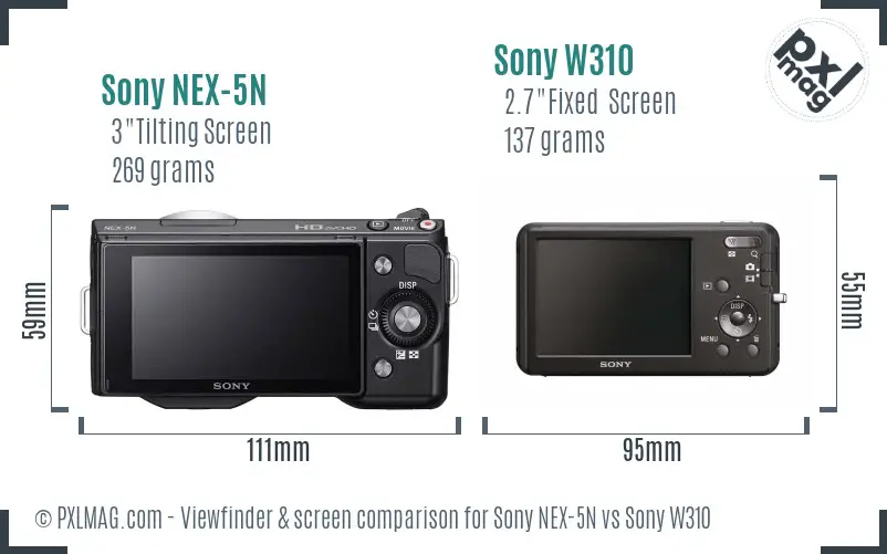 Sony NEX-5N vs Sony W310 Screen and Viewfinder comparison