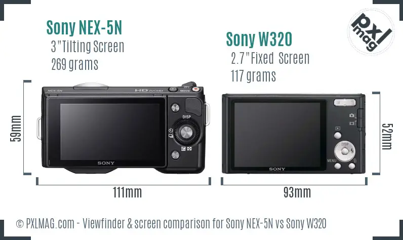 Sony NEX-5N vs Sony W320 Screen and Viewfinder comparison