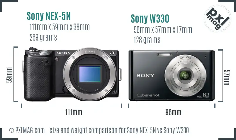 Sony NEX-5N vs Sony W330 size comparison