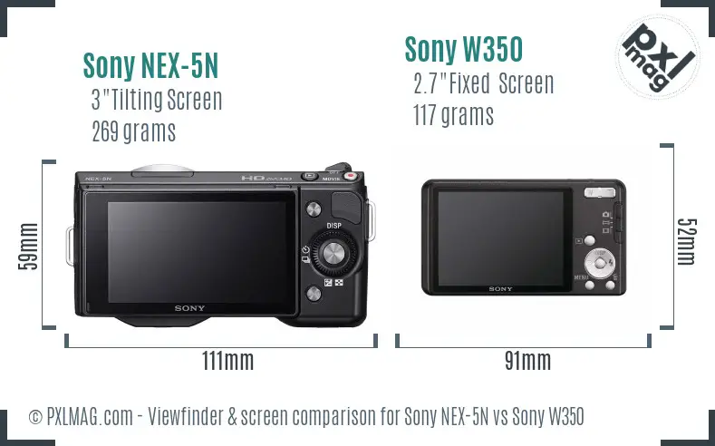 Sony NEX-5N vs Sony W350 Screen and Viewfinder comparison
