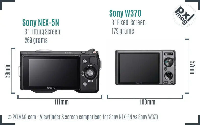 Sony NEX-5N vs Sony W370 Screen and Viewfinder comparison