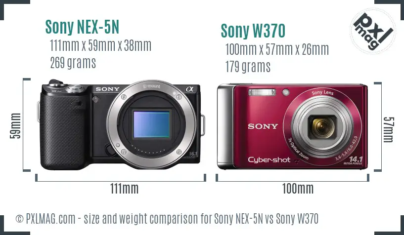 Sony NEX-5N vs Sony W370 size comparison