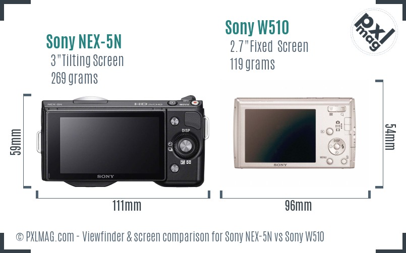 Sony NEX-5N vs Sony W510 Screen and Viewfinder comparison