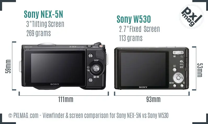 Sony NEX-5N vs Sony W530 Screen and Viewfinder comparison