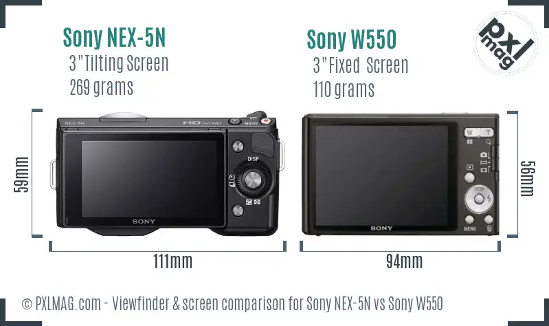 Sony NEX-5N vs Sony W550 Screen and Viewfinder comparison